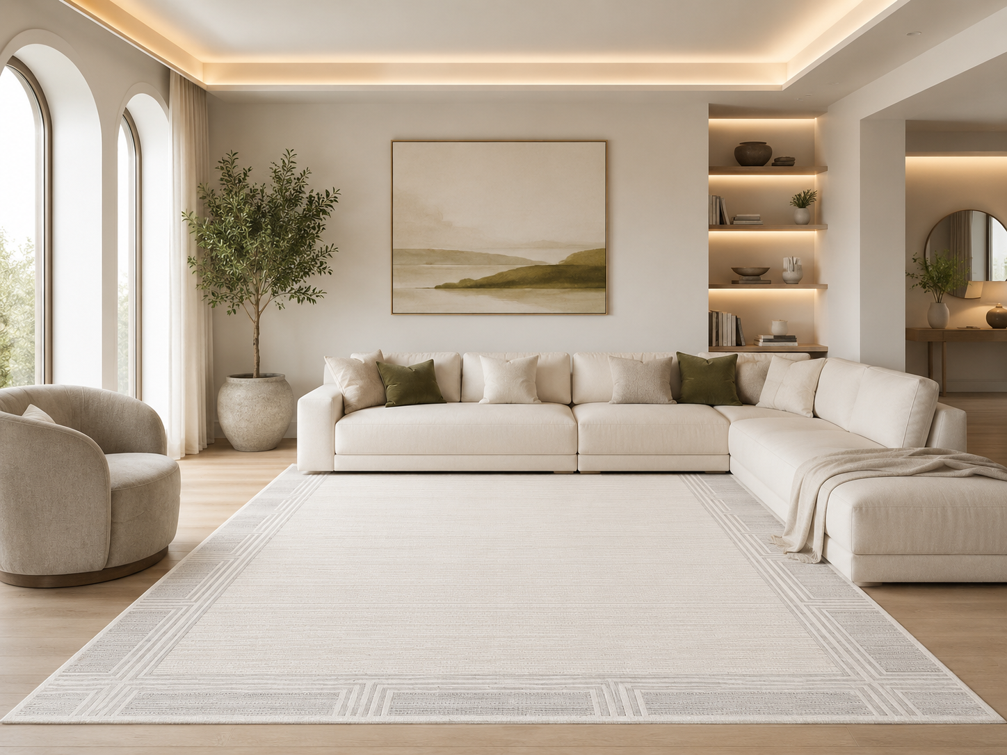 Koza Halı Nazende Krem Gri Modern Halı