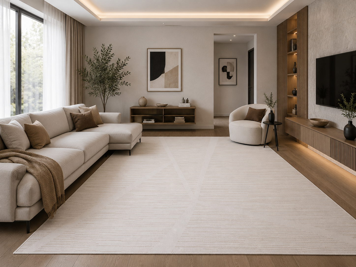 Koza Halı Luna Krem Modern Halı
