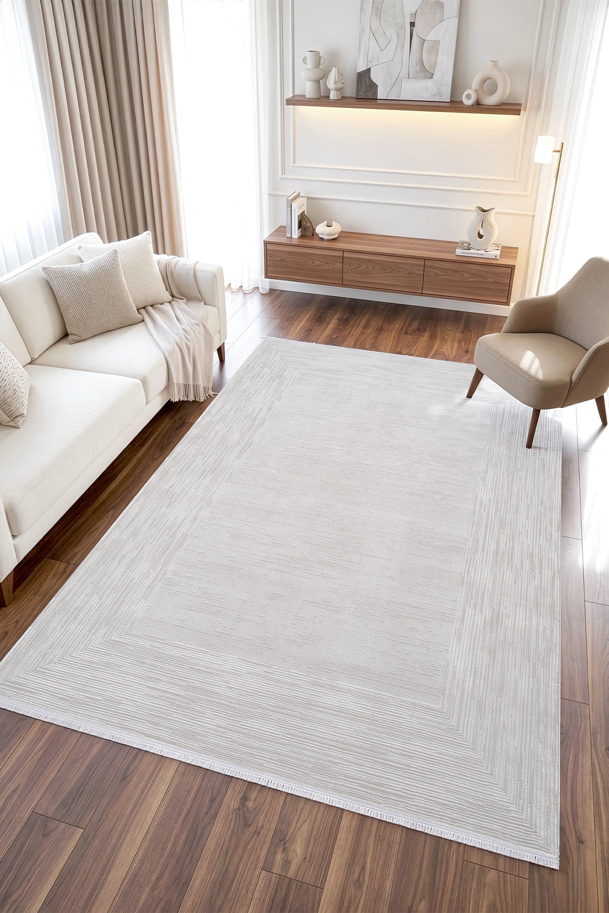 Koza Halı Işıl Krem Modern Salon Halısı — 1