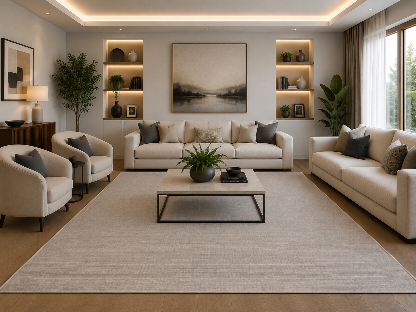 Koza Halı Origine Krem Modern Oturma Odası Halısı