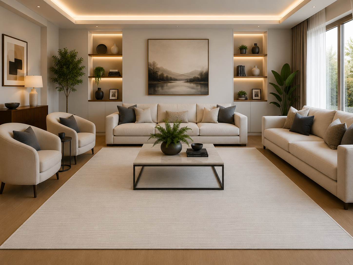 Koza Halı Sahara Krem Modern Salon Halısı