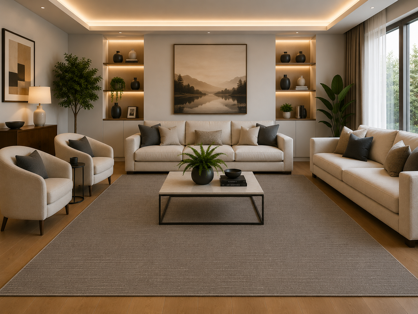 Koza Halı Sahara Gri Modern Oturma Odası Halısı